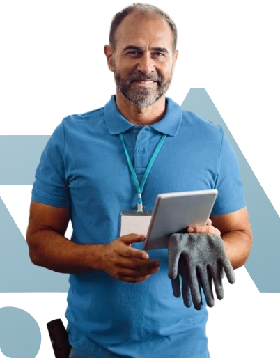 Fornecedor segurando um tablet